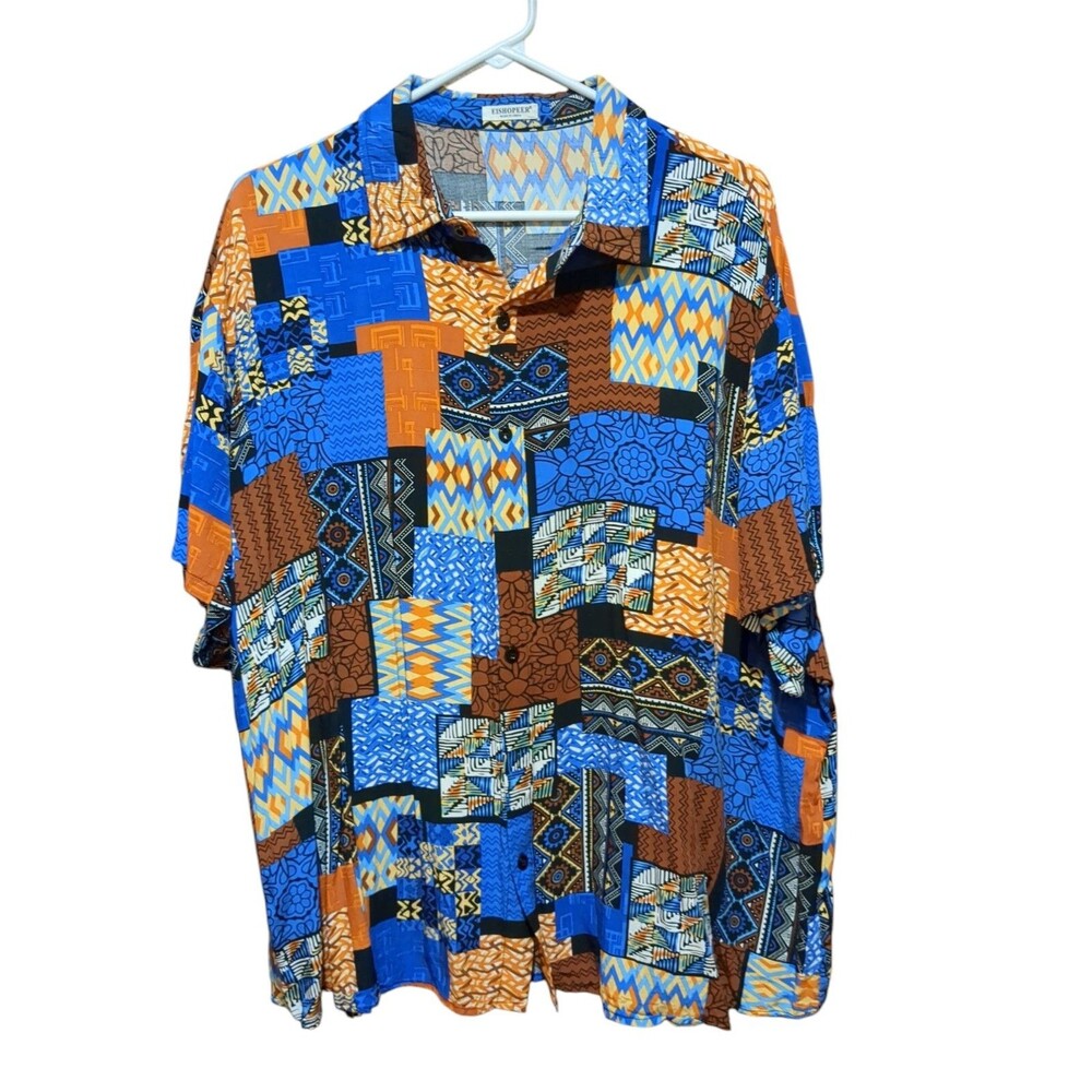Eishopeer Geometric/Patchwork Short Sleeve Short. Light Weight Mens 3XL